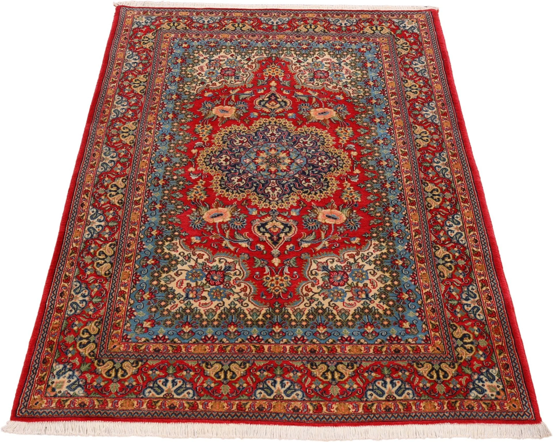 Hand-Knotted Wool Qom Persian Rug, 122 × 182 cm