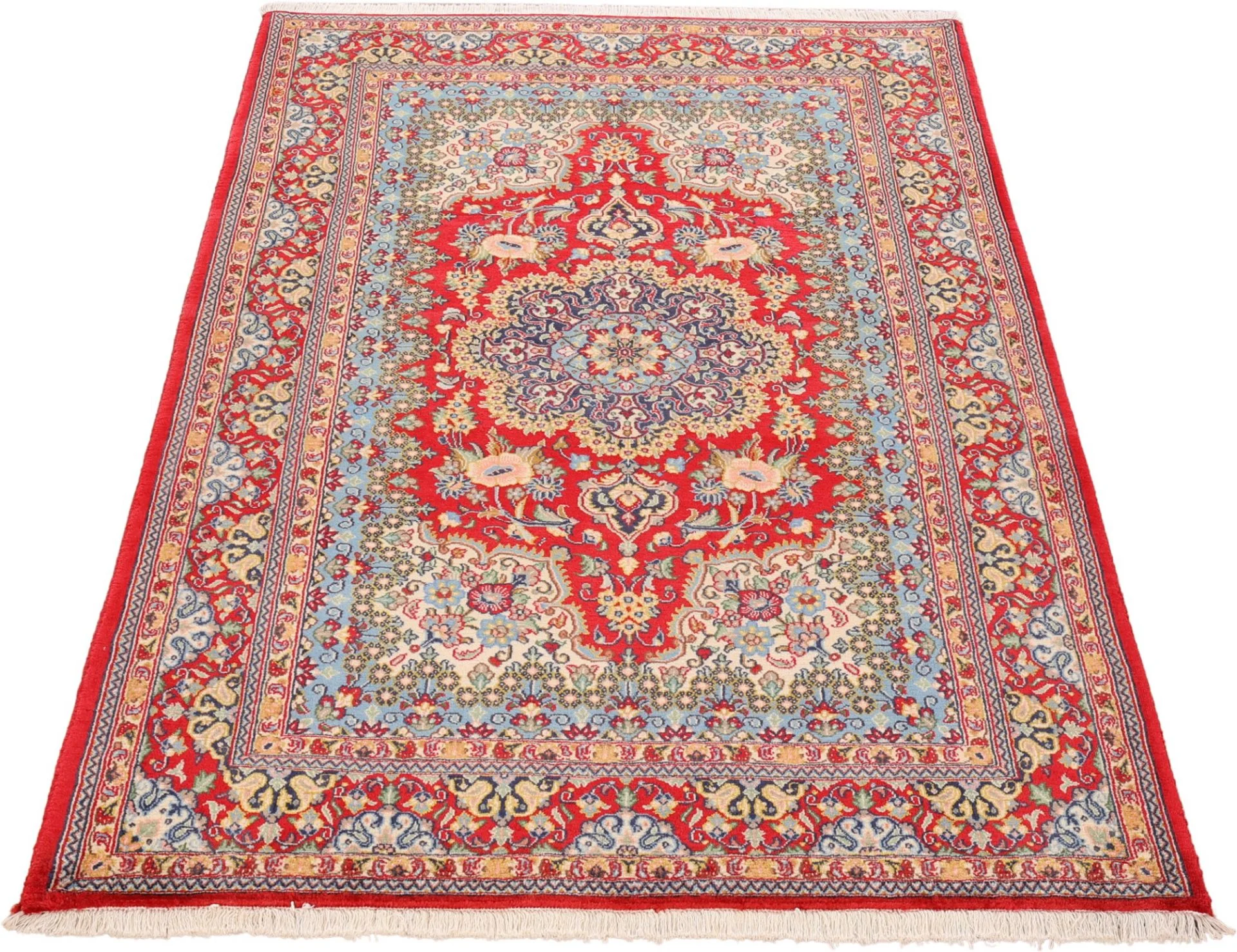 Hand-Knotted Wool Qom Persian Rug, 122 × 182 cm