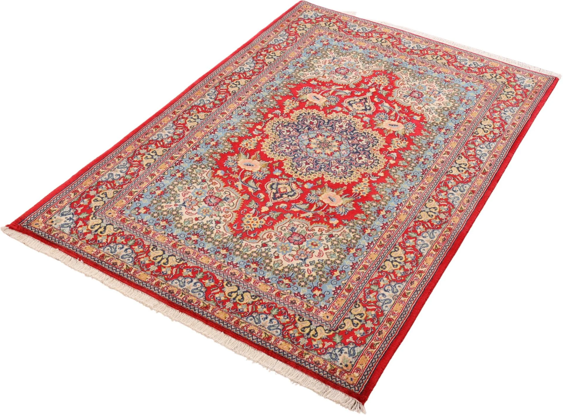 Hand-Knotted Wool Qom Persian Rug, 122 × 182 cm