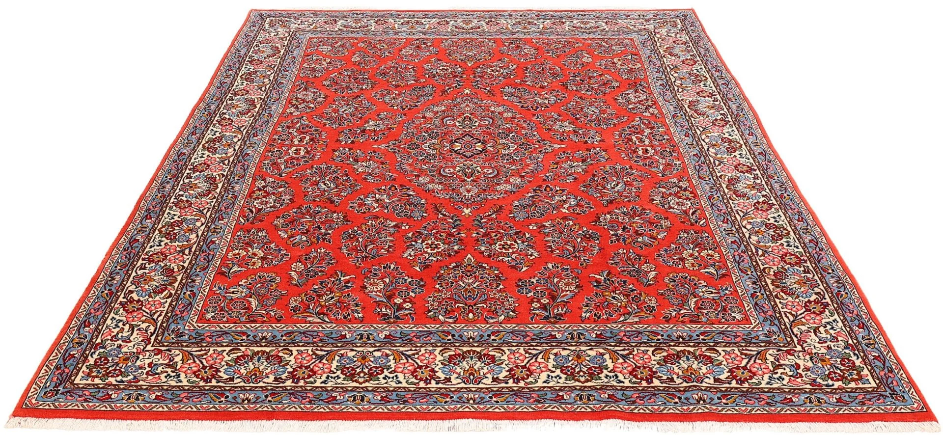 Hand-Knotted Wool Sarouk Persian Rug, 216 × 274 cm