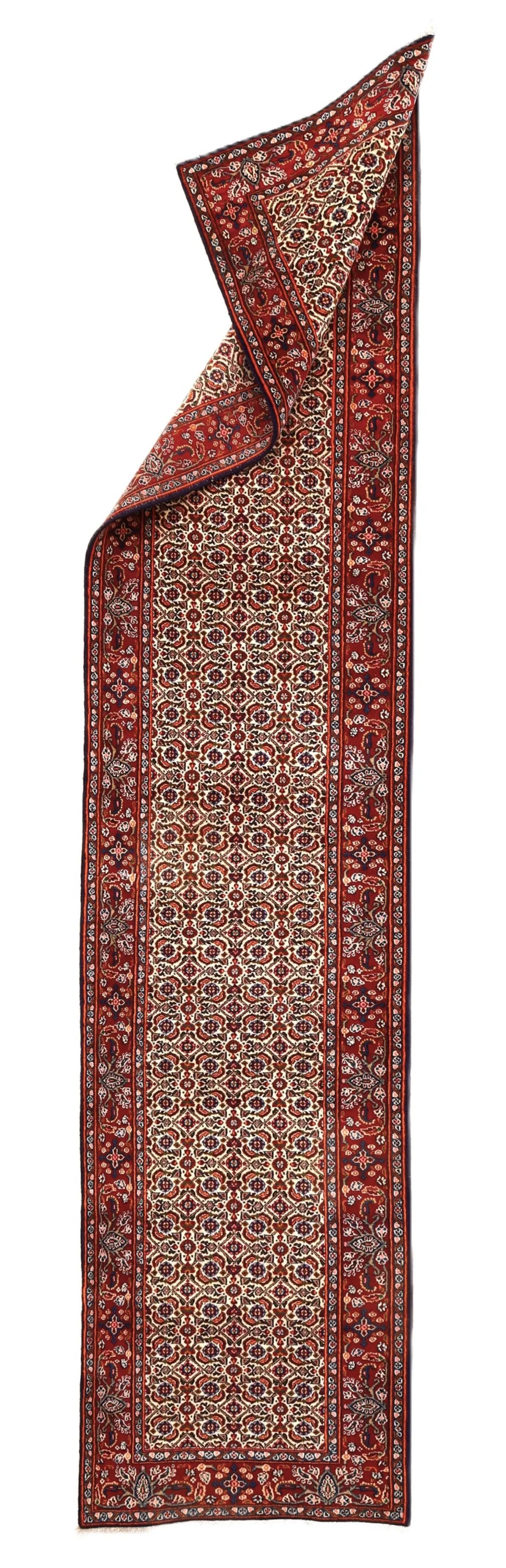 Moud Persian Rug — hand-knotted, 385 × 85 cm, Wool