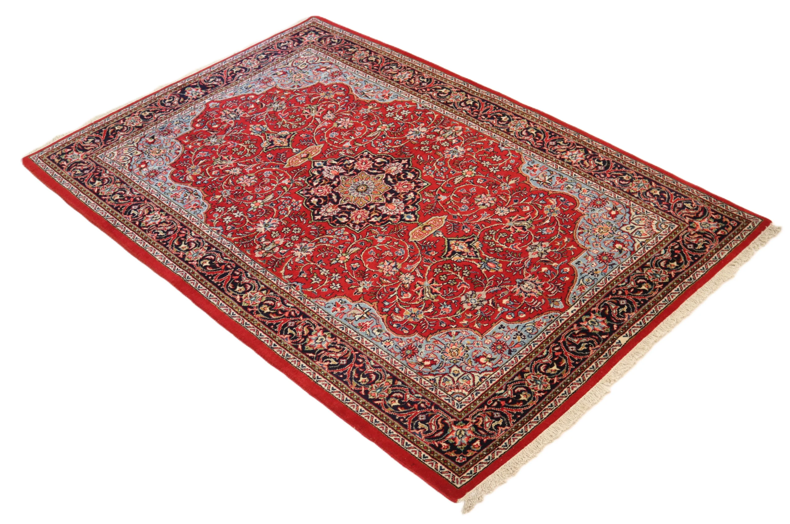 Hand-Knotted Wool Sarouk Persian Rug, 215 × 144 cm