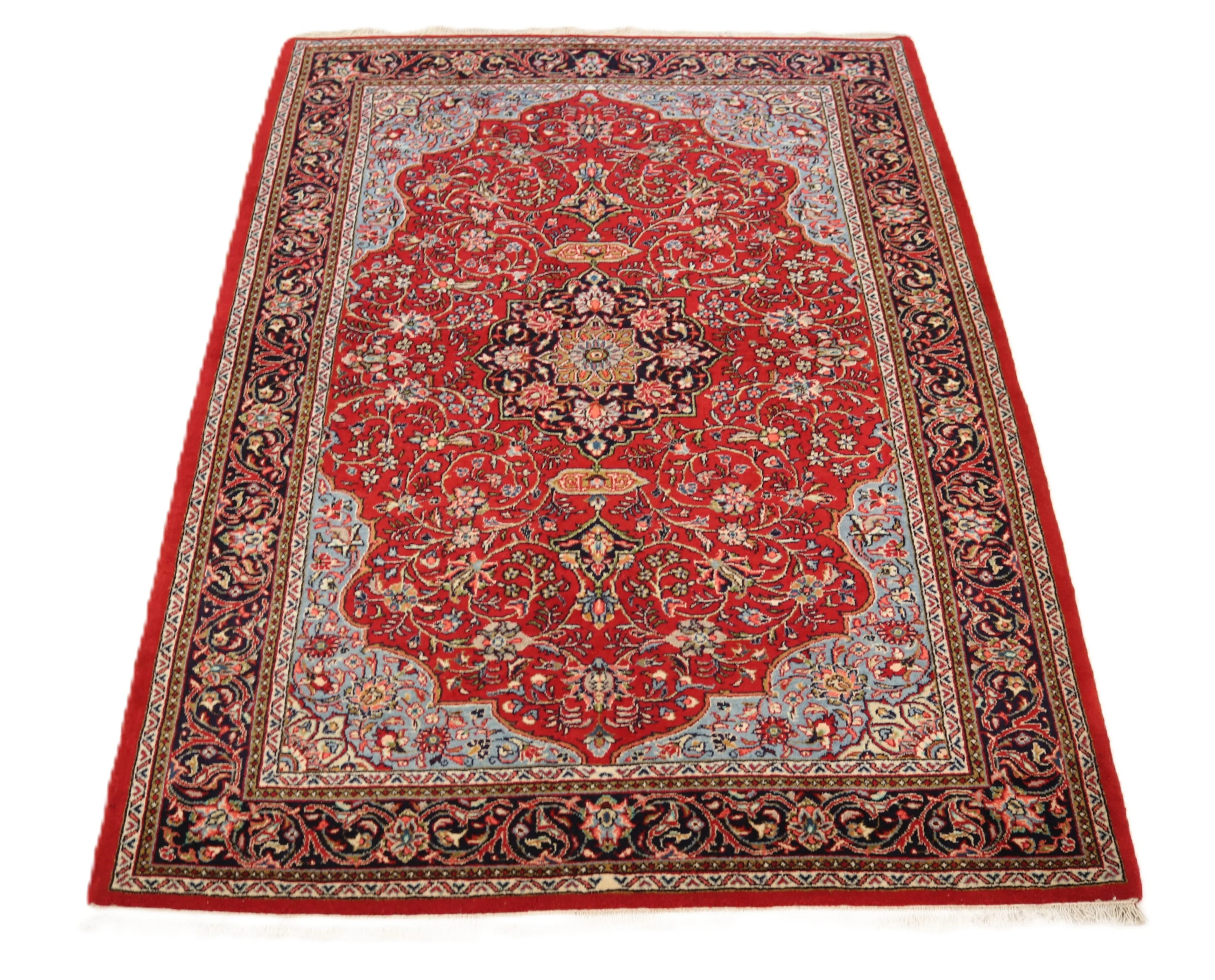 Hand-Knotted Wool Sarouk Persian Rug, 215 × 144 cm