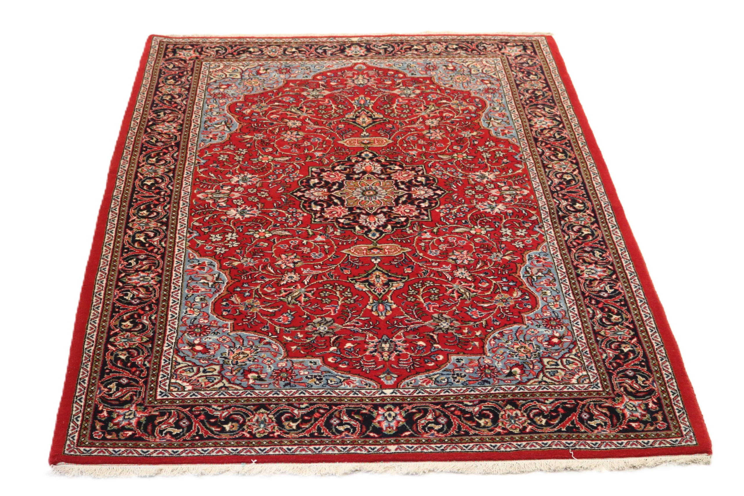 Hand-Knotted Wool Sarouk Persian Rug, 215 × 144 cm
