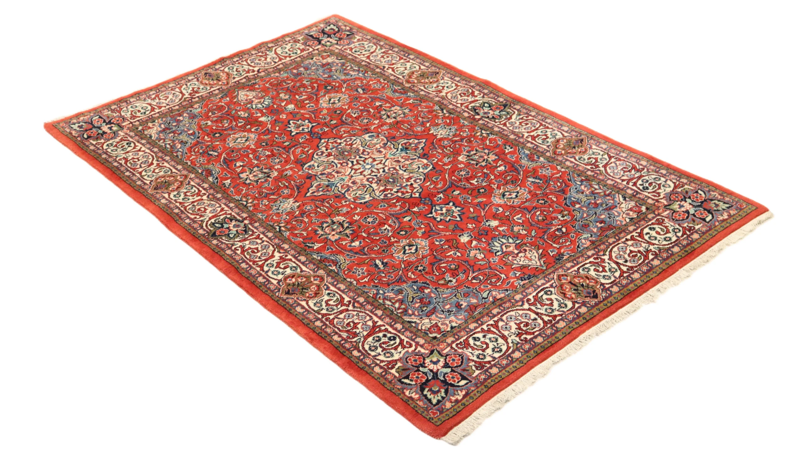 Hand-Knotted Wool Sarouk Persian Rug, 214 × 137 cm