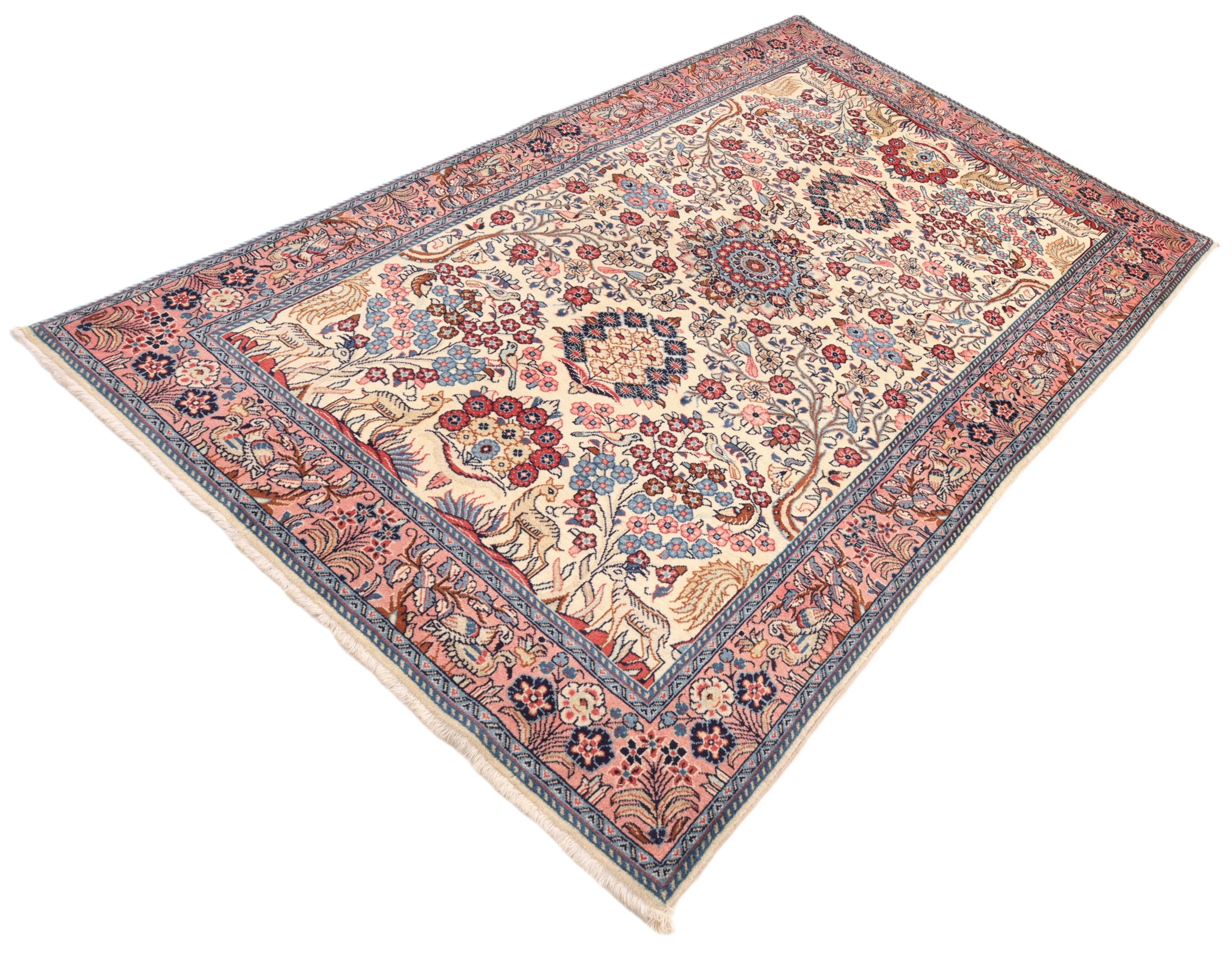 Hand-Knotted Wool Sarouk Persian Rug, 218 × 133 cm