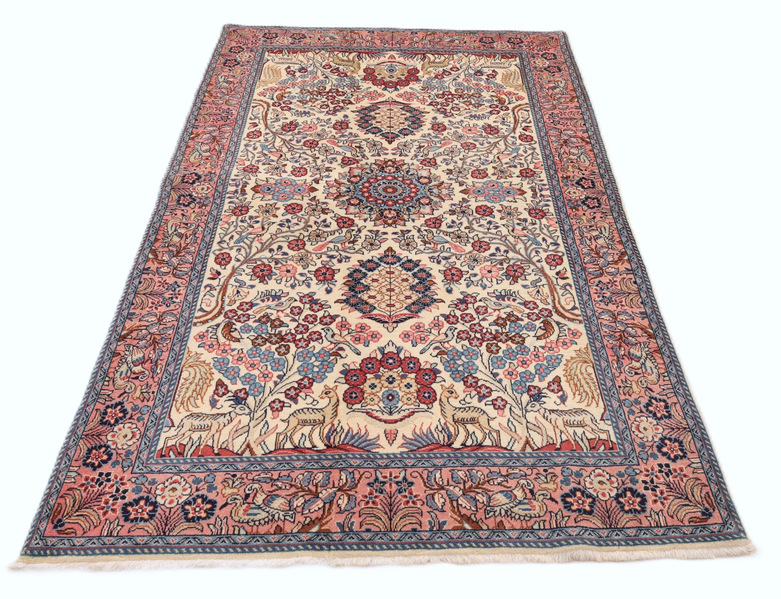 Hand-Knotted Wool Sarouk Persian Rug, 218 × 133 cm