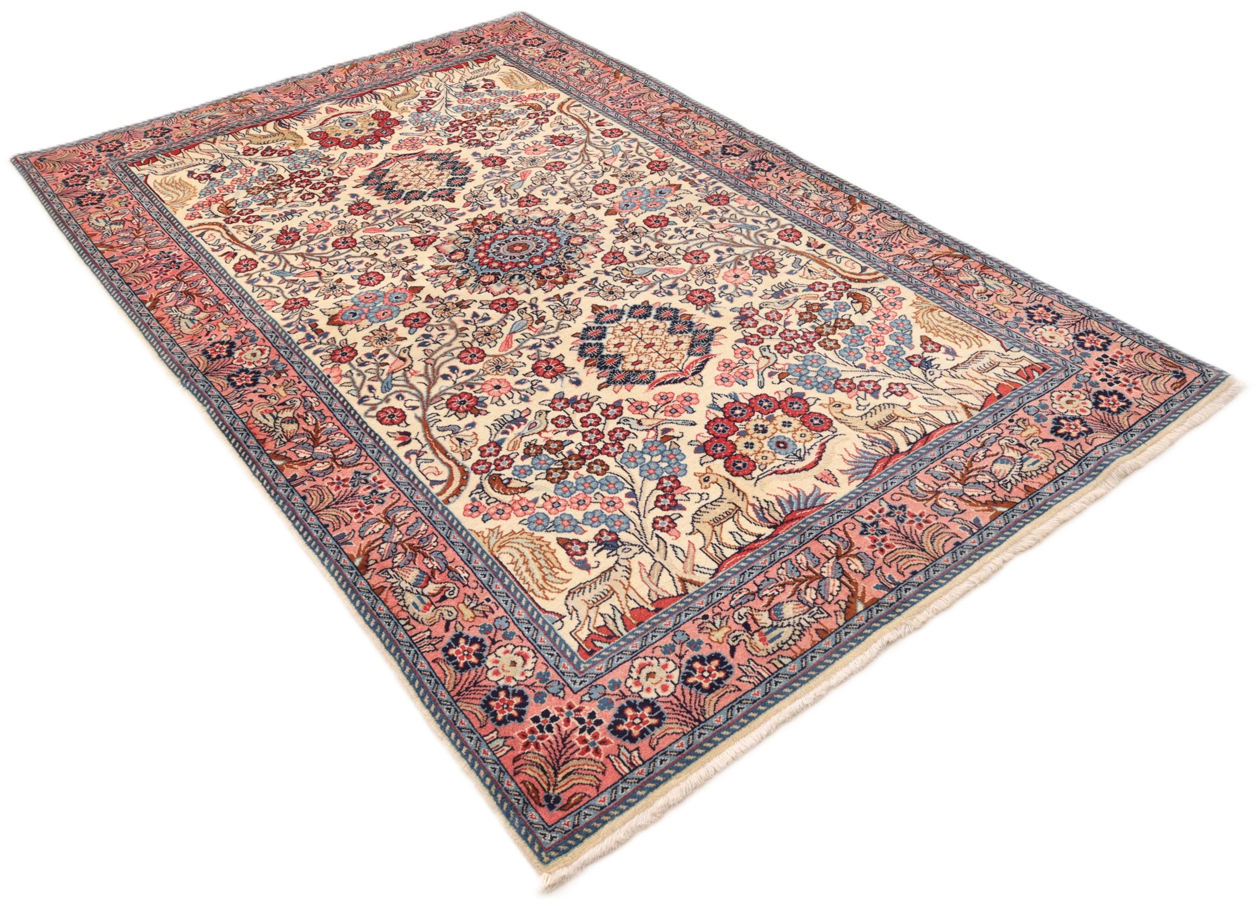 Hand-Knotted Wool Sarouk Persian Rug, 218 × 133 cm
