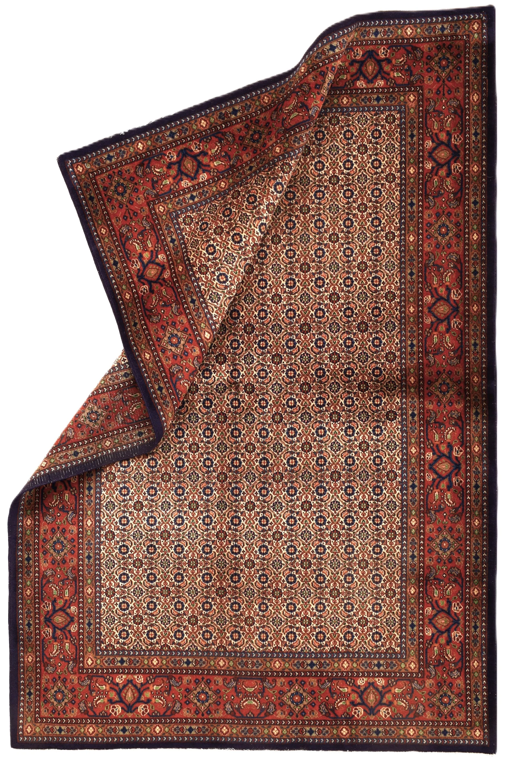 Hand-Knotted Wool Moud Persian Rug, 222 × 147 cm