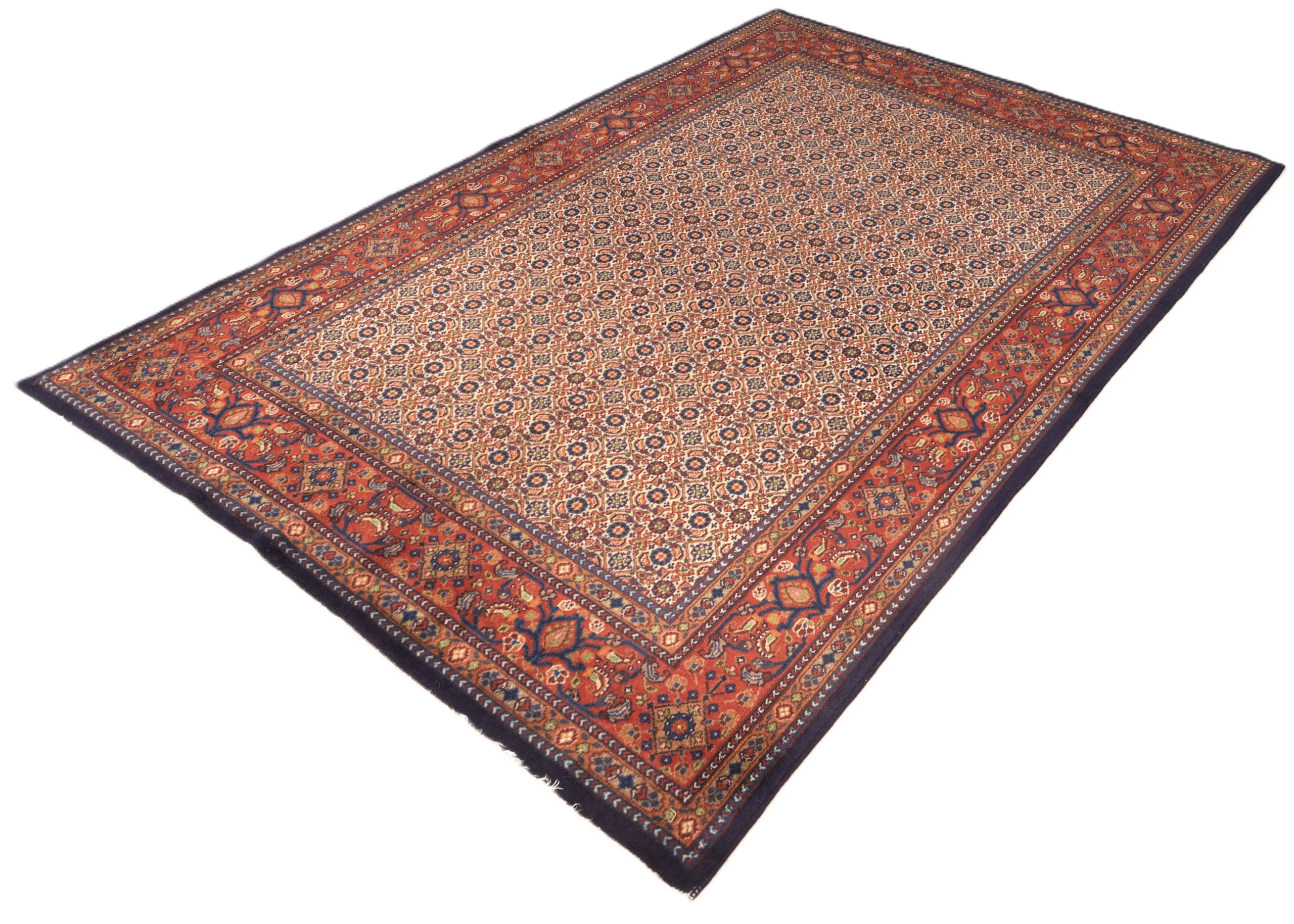 Hand-Knotted Wool Moud Persian Rug, 222 × 147 cm