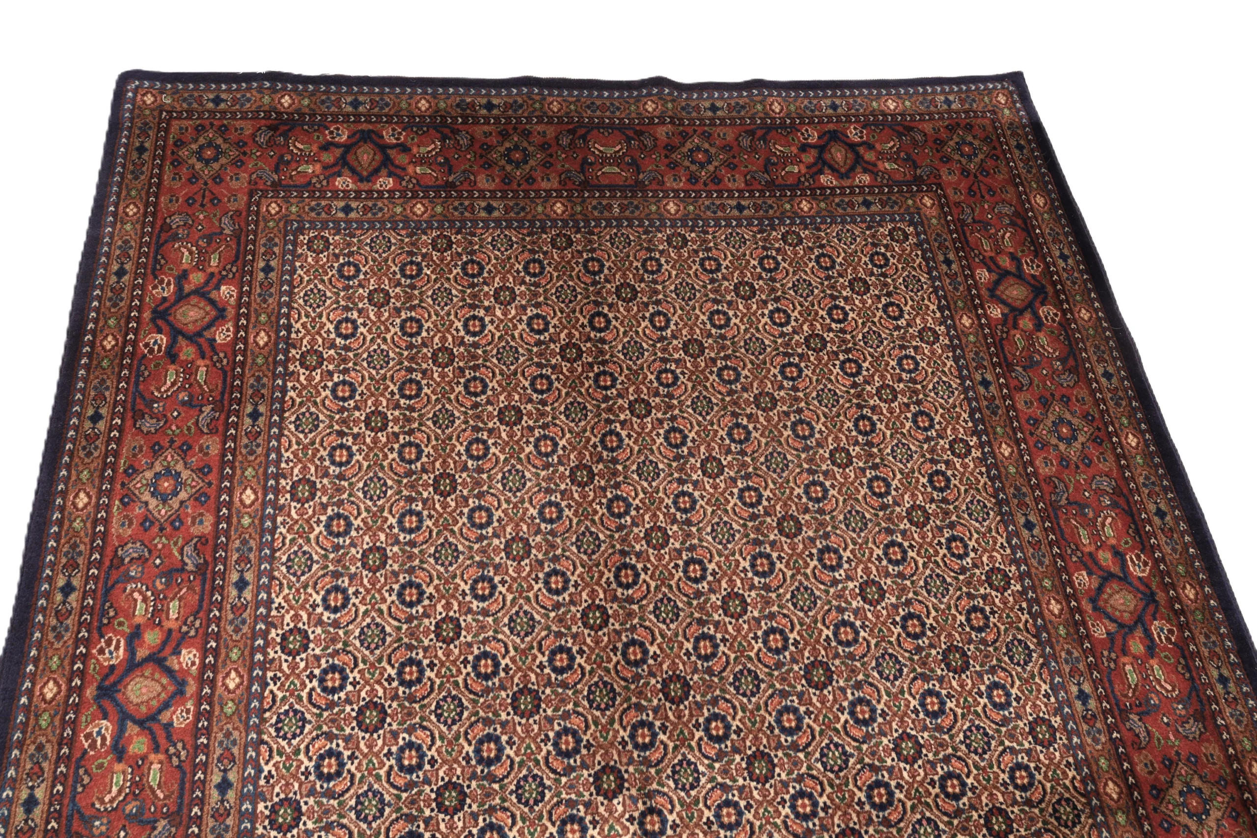 Hand-Knotted Wool Moud Persian Rug, 222 × 147 cm