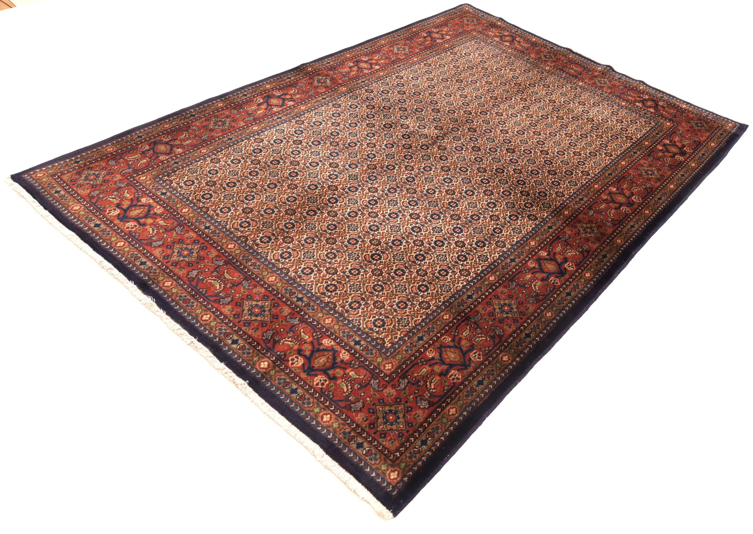 Hand-Knotted Wool Moud Persian Rug, 222 × 147 cm