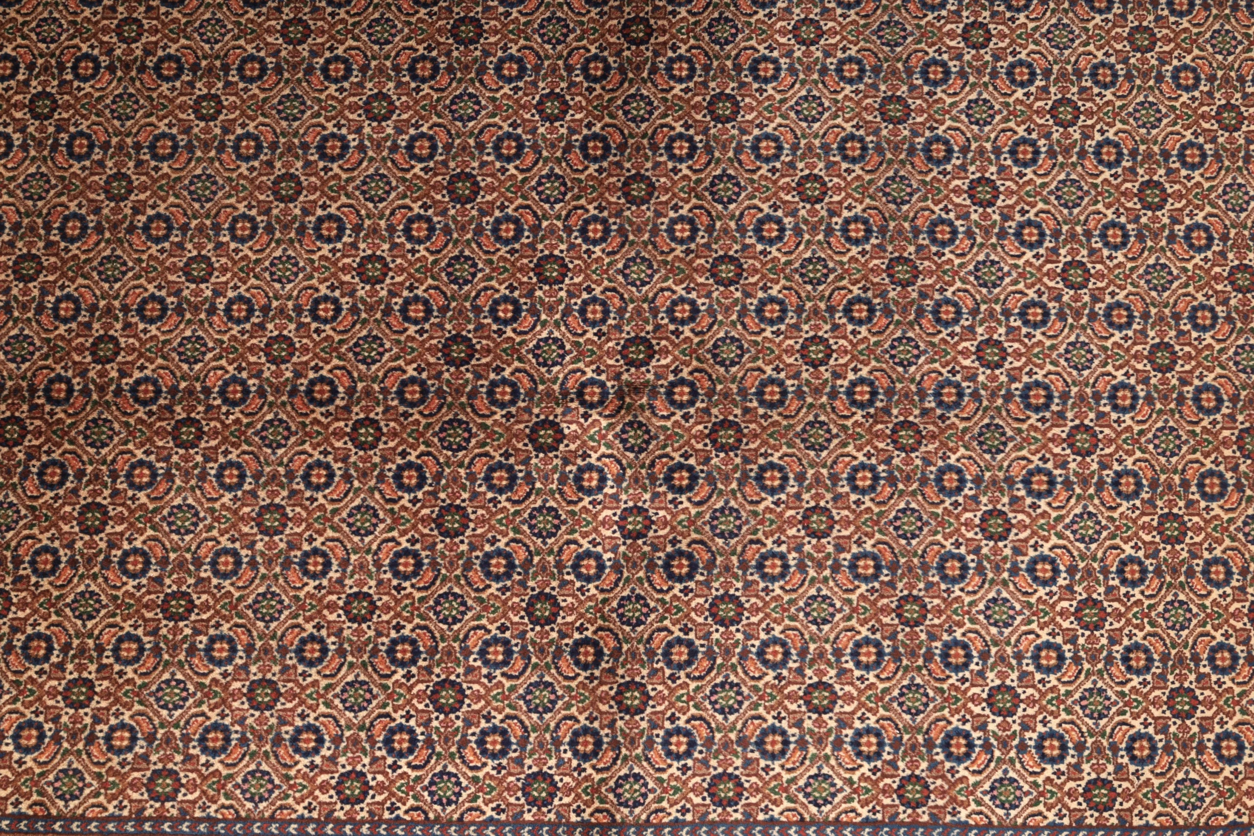 Hand-Knotted Wool Moud Persian Rug, 222 × 147 cm