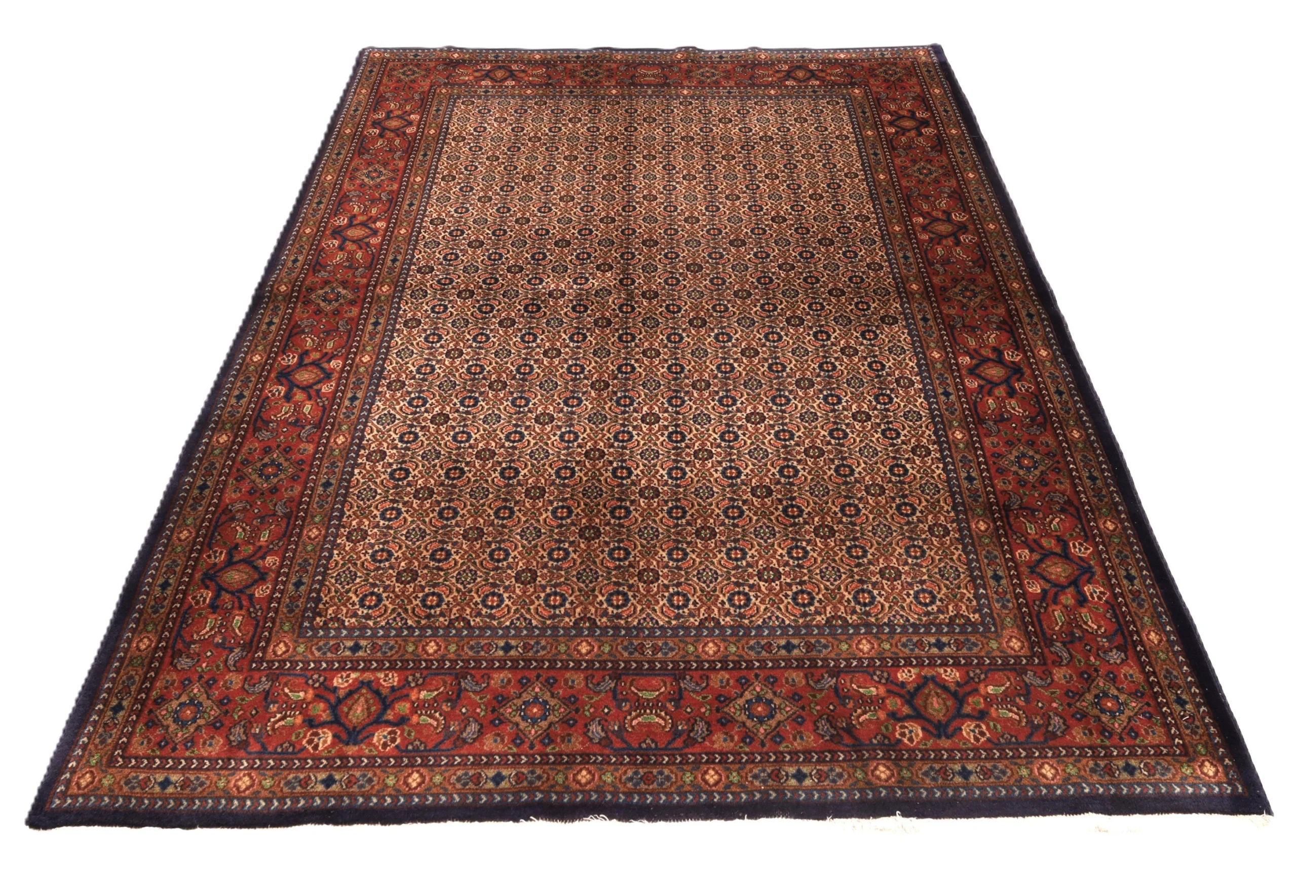 Hand-Knotted Wool Moud Persian Rug, 222 × 147 cm
