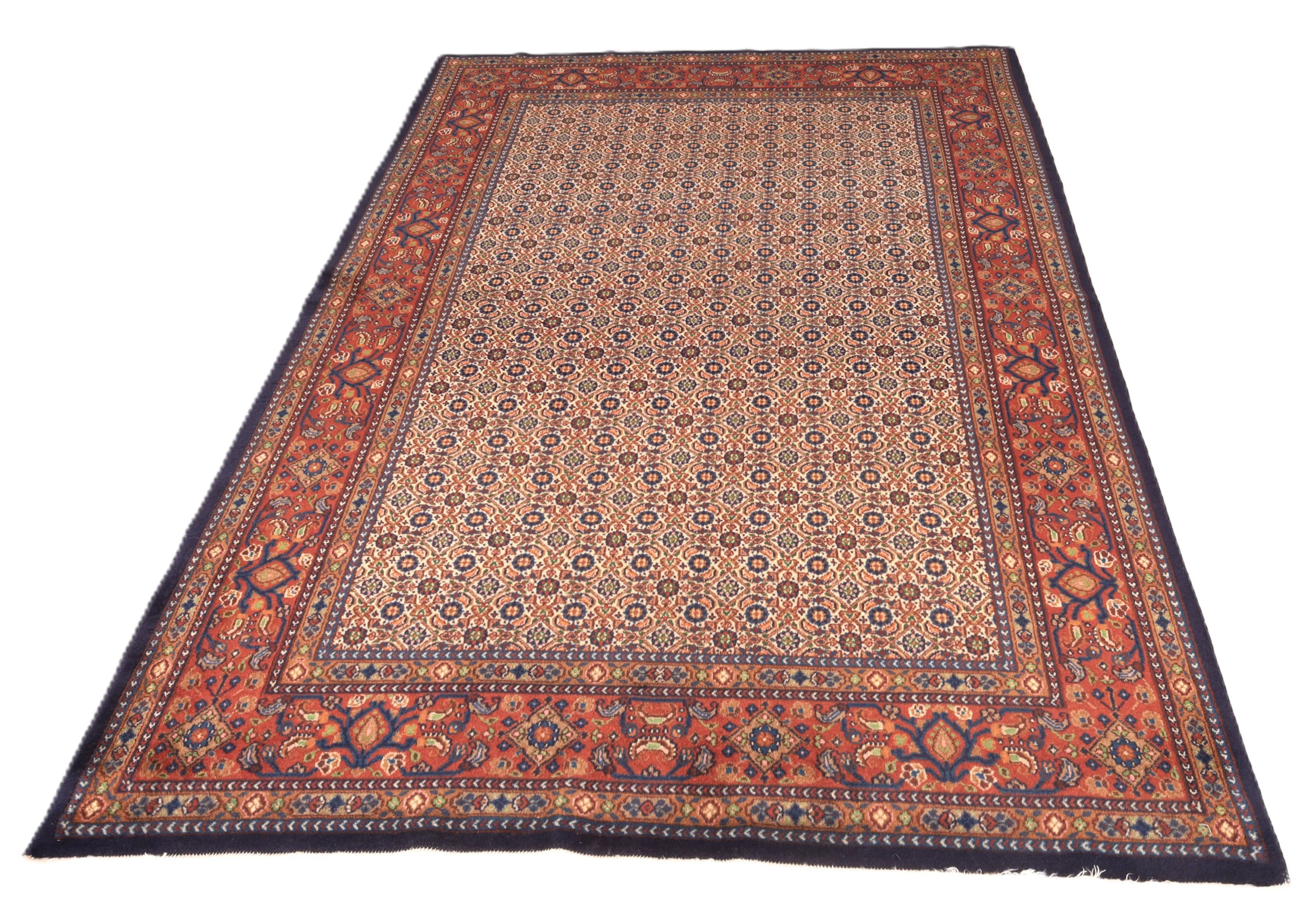 Hand-Knotted Wool Moud Persian Rug, 222 × 147 cm