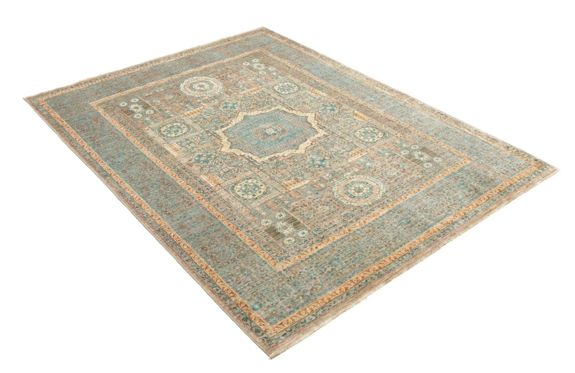 Hand-Knotted Wool Mamluk Pakistani Rug, 148 × 189 cm