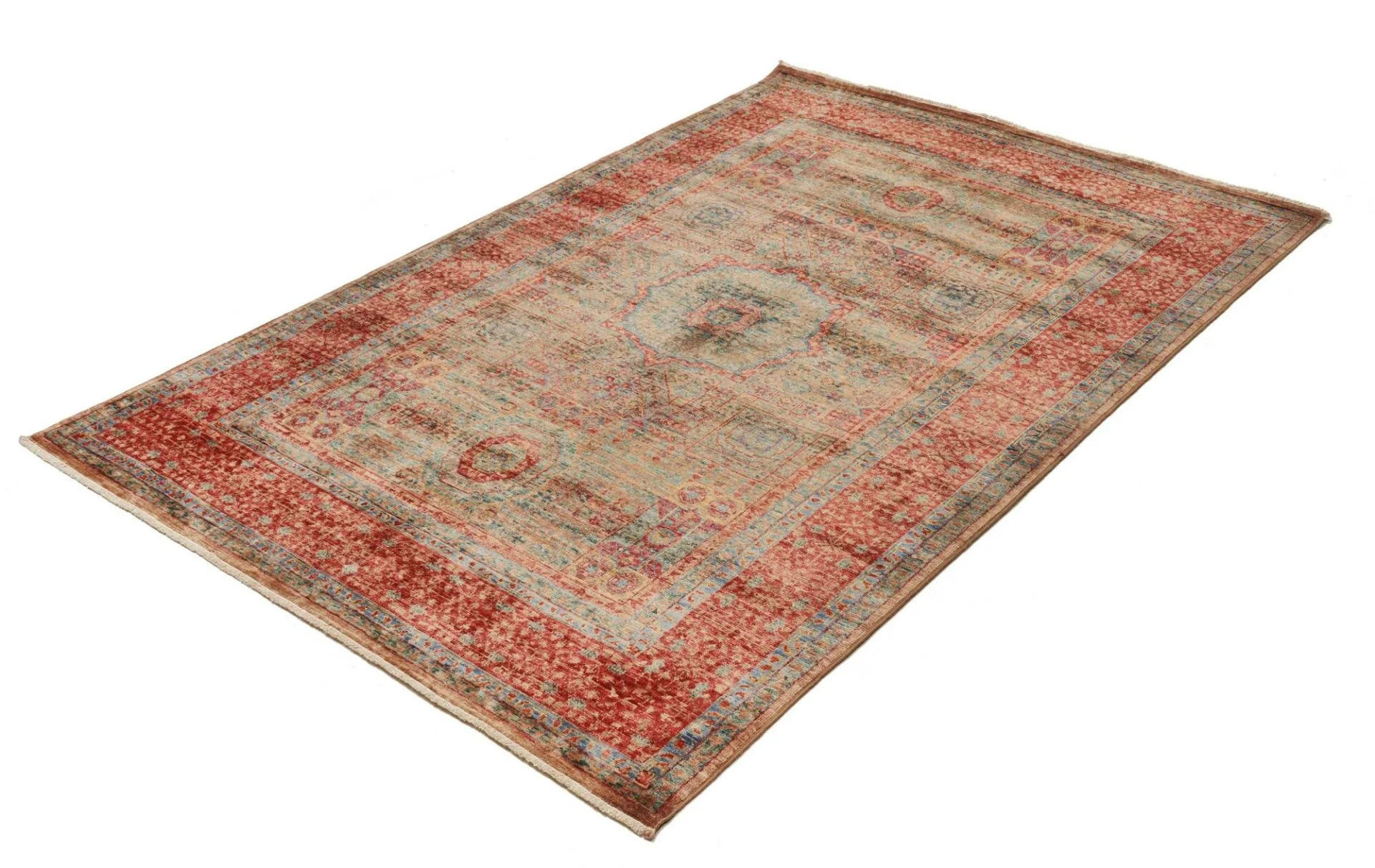 Hand-Knotted Wool Mamluk Pakistani Rug, 129 × 189 cm