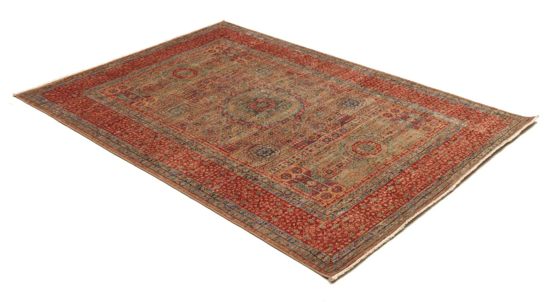 Hand-Knotted Wool Mamluk Pakistani Rug, 129 × 189 cm