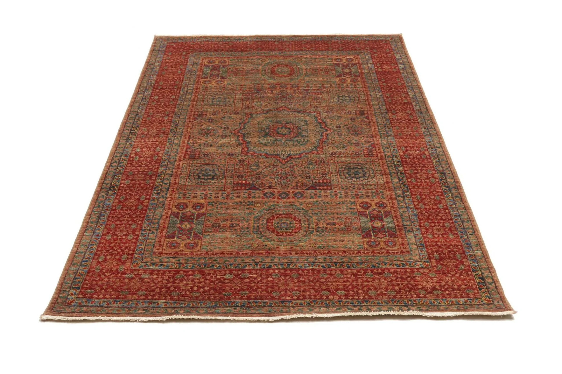 Hand-Knotted Wool Mamluk Pakistani Rug, 129 × 189 cm