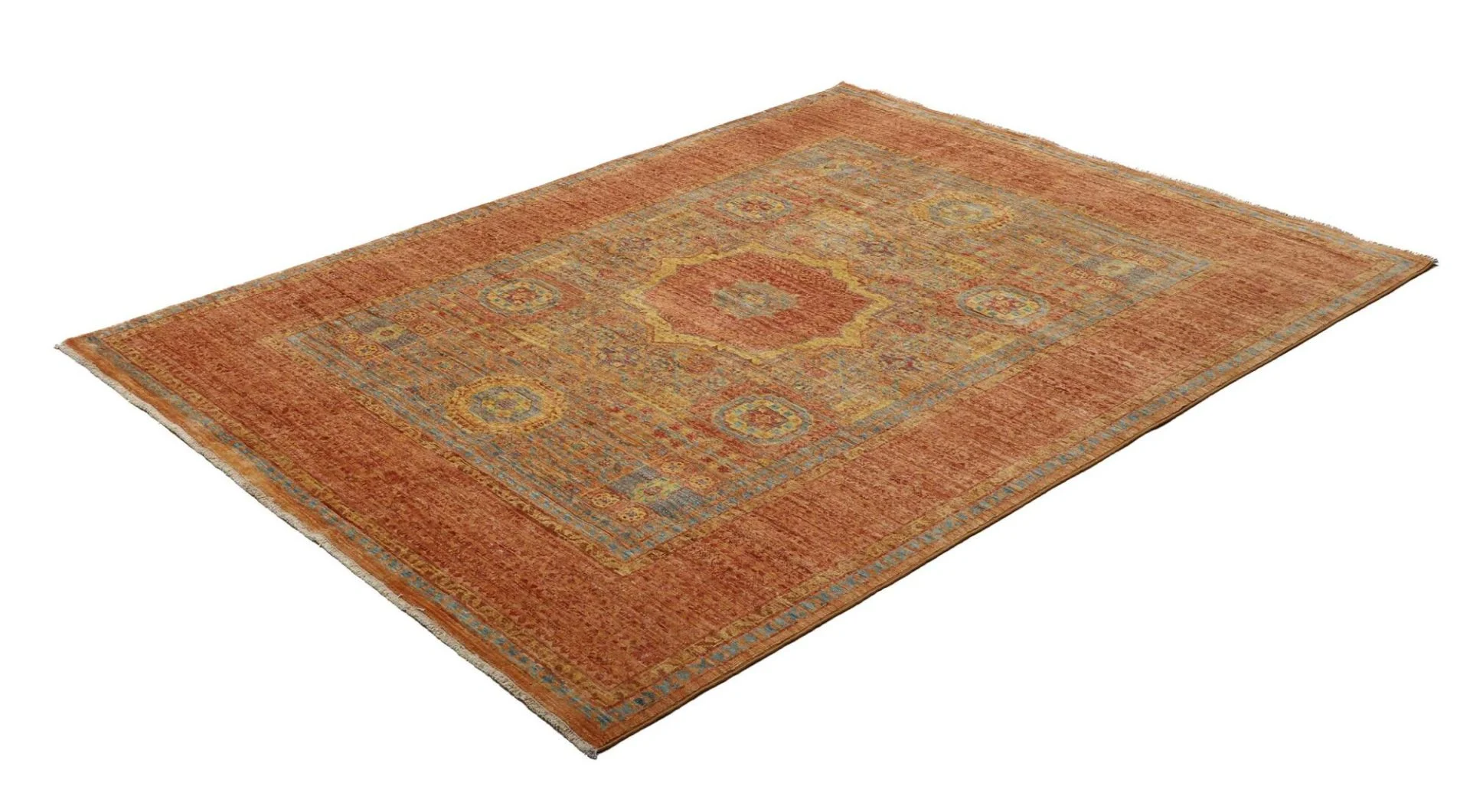 Hand-Knotted Wool Mamluk Pakistani Rug, 154 × 195 cm