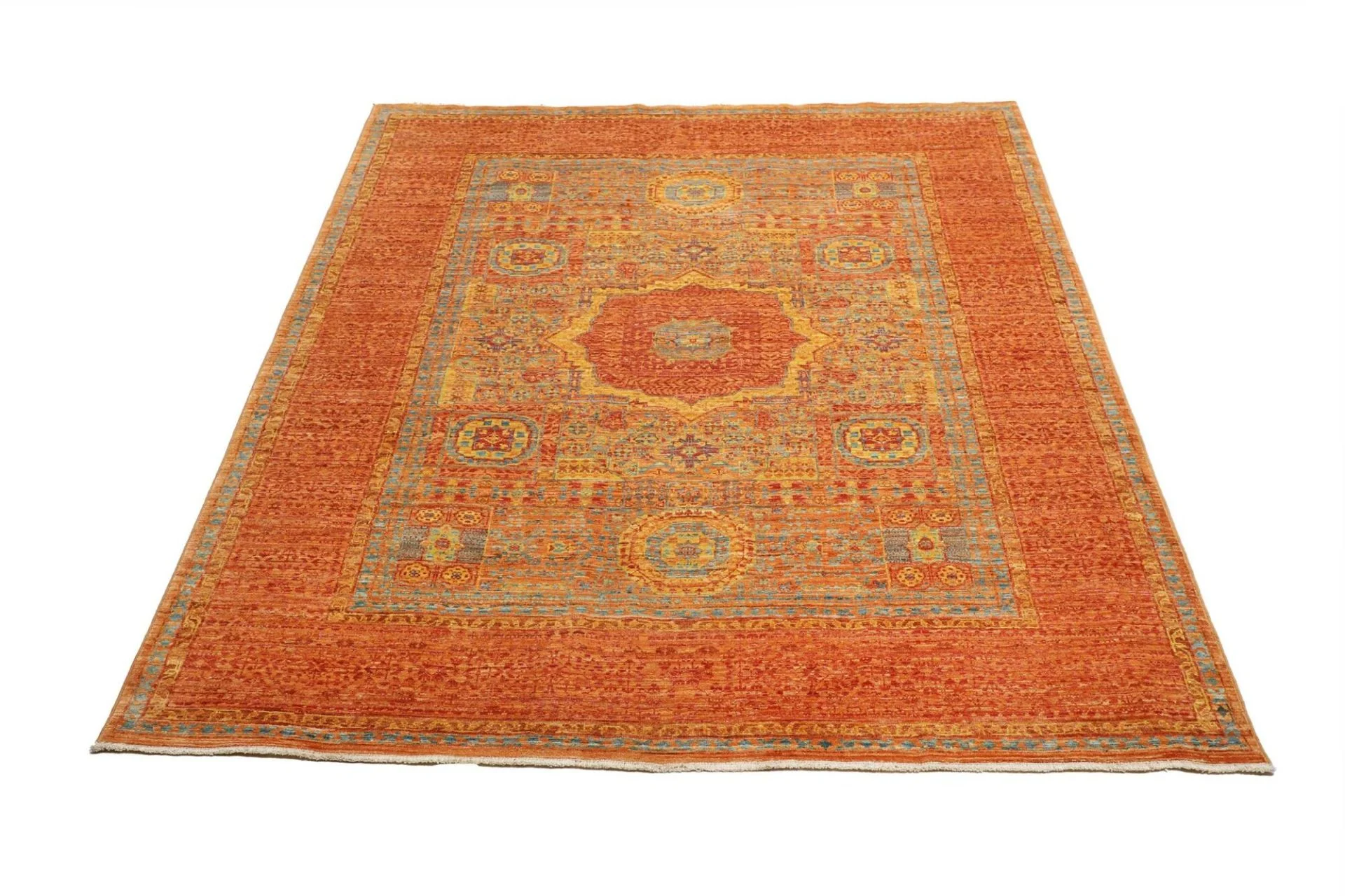 Hand-Knotted Wool Mamluk Pakistani Rug, 154 × 195 cm