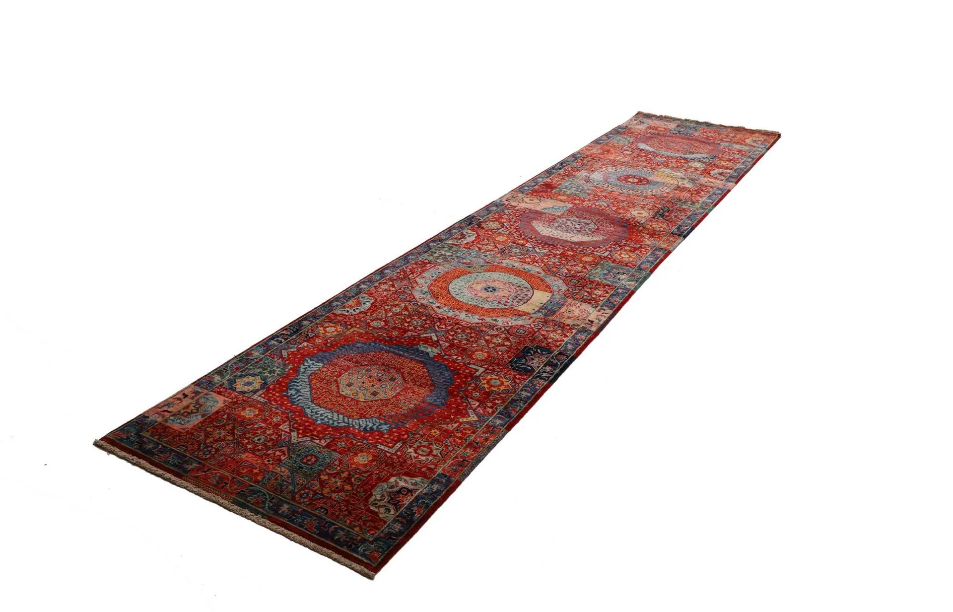 Hand-Knotted Wool Mamluk Pakistani Rug, 86 × 392 cm