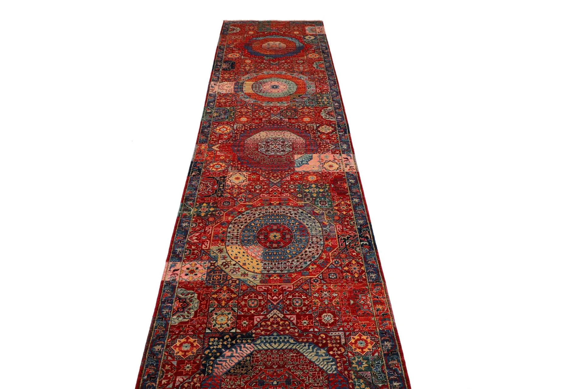 Hand-Knotted Wool Mamluk Pakistani Rug, 86 × 392 cm