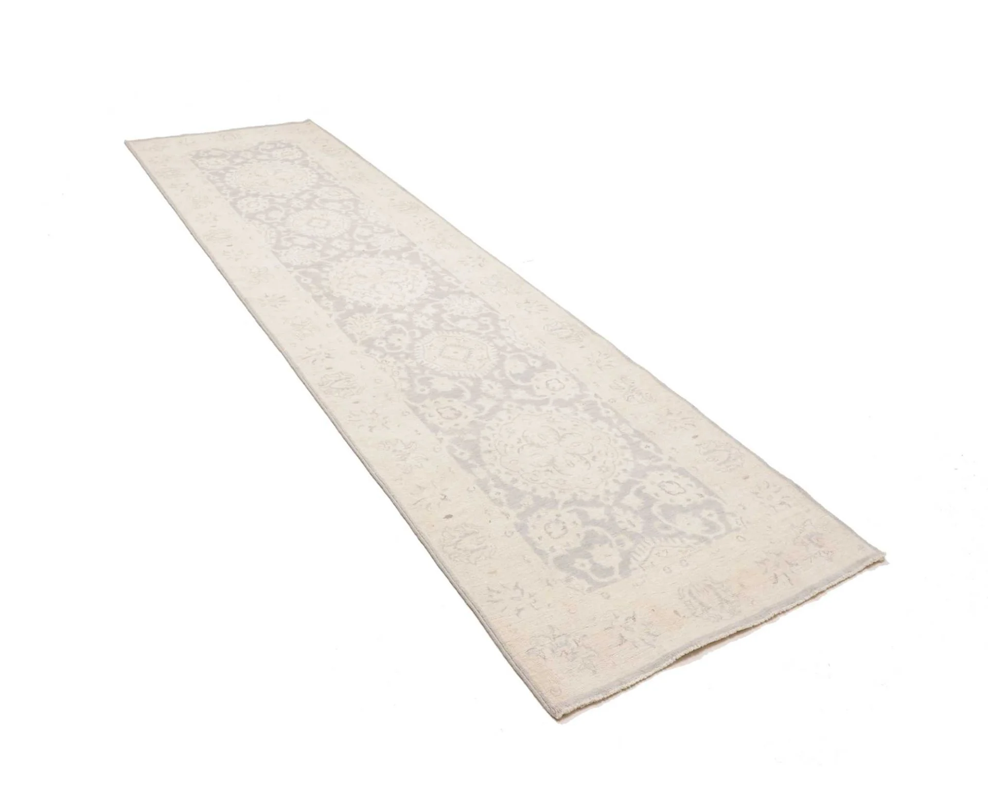 Hand-Knotted Wool Ziegler Pakistani Rug, 87 × 299 cm