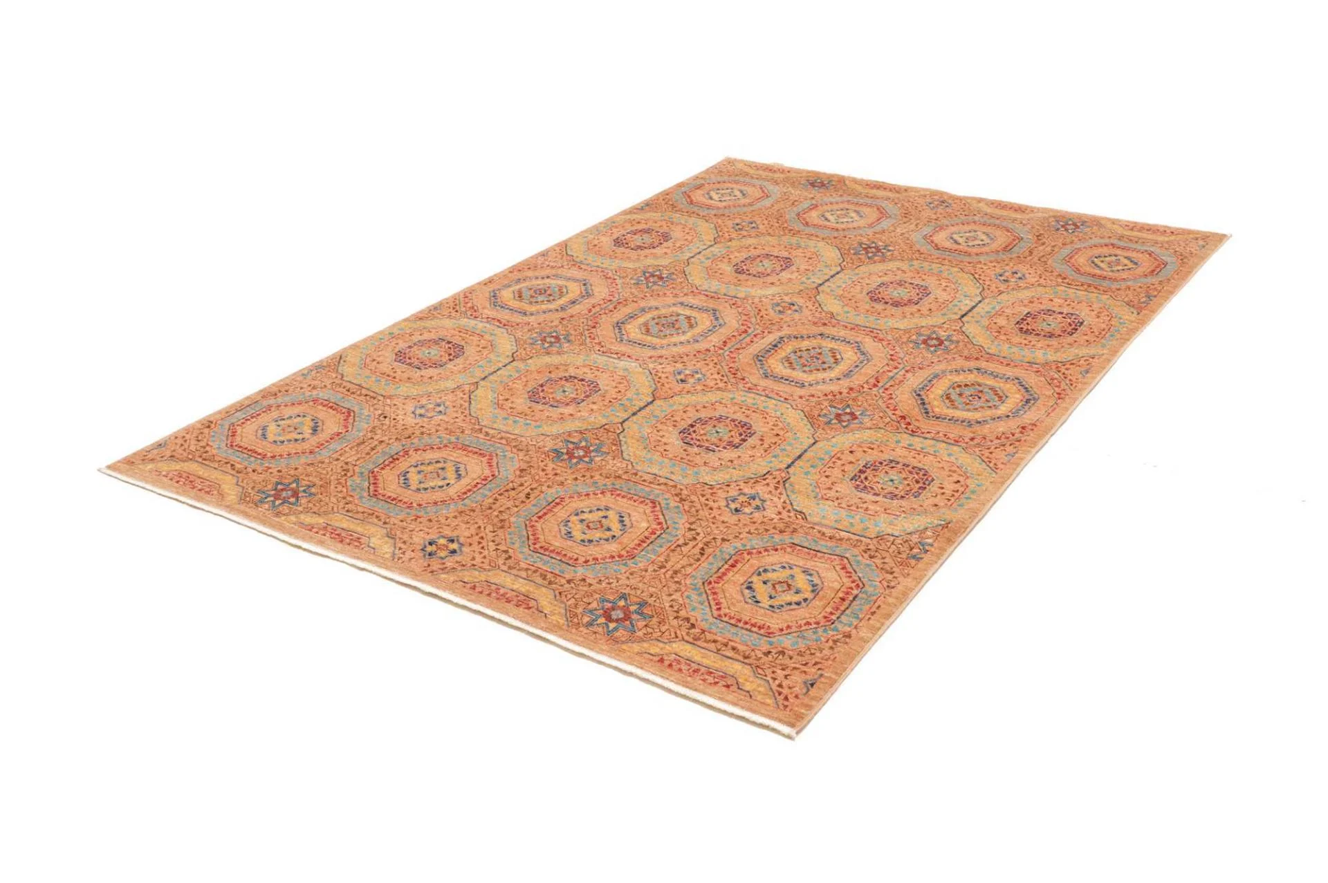 Hand-Knotted Wool Mamluk Pakistani Rug, 150 × 206 cm