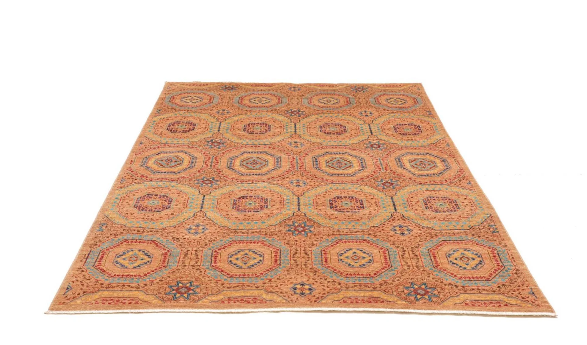 Hand-Knotted Wool Mamluk Pakistani Rug, 150 × 206 cm