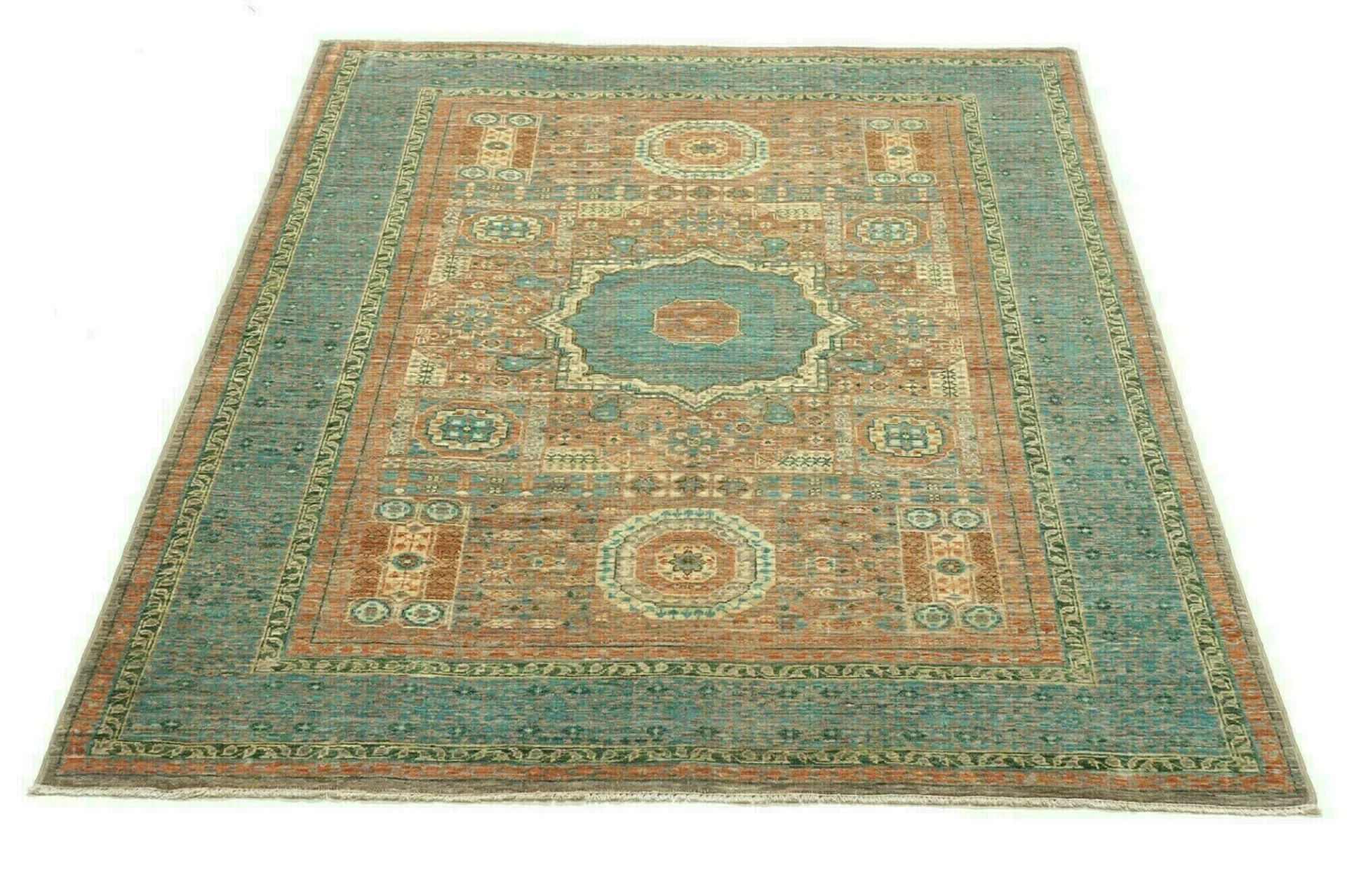 Hand-Knotted Wool Mamluk Pakistani Rug, 126 × 179 cm