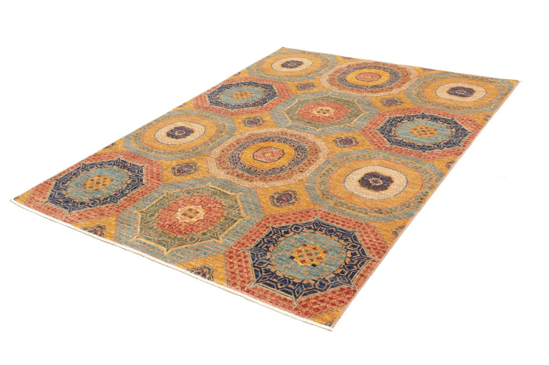 Hand-Knotted Wool Mamluk Pakistani Rug, 150 × 199 cm