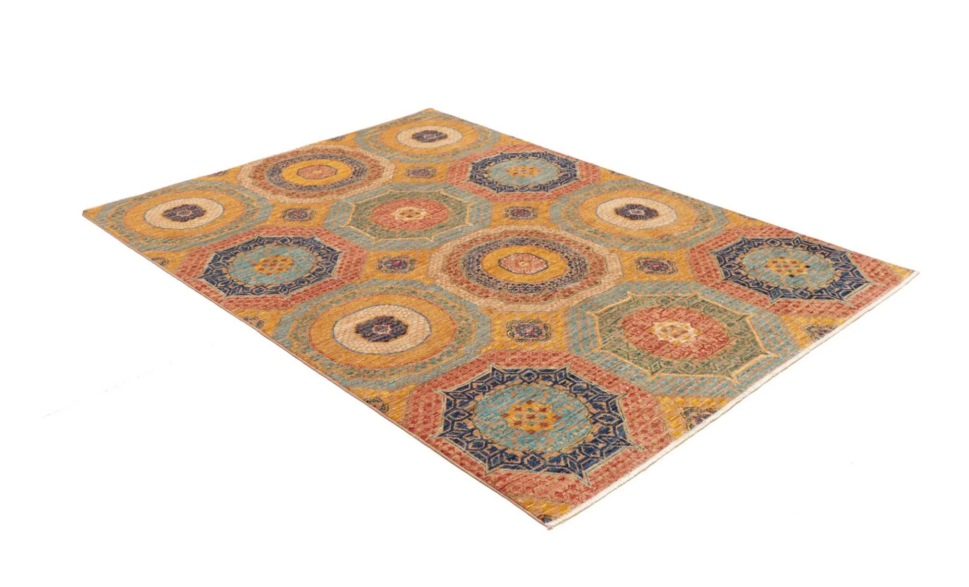Hand-Knotted Wool Mamluk Pakistani Rug, 150 × 199 cm