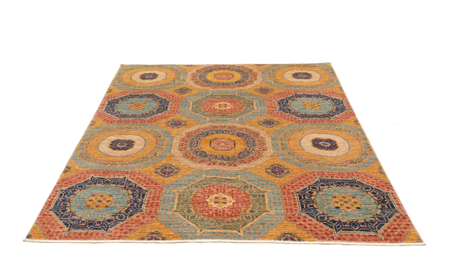 Hand-Knotted Wool Mamluk Pakistani Rug, 150 × 199 cm