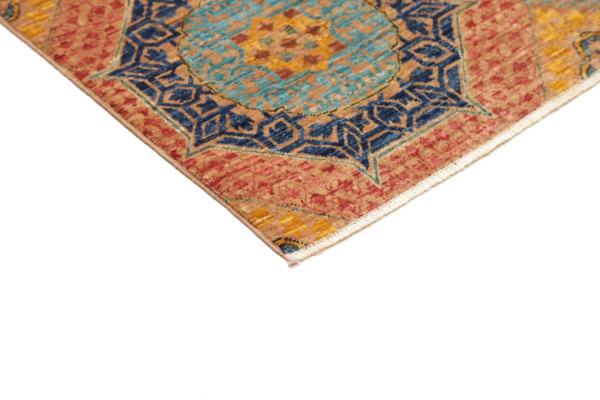 Hand-Knotted Wool Mamluk Pakistani Rug, 150 × 199 cm