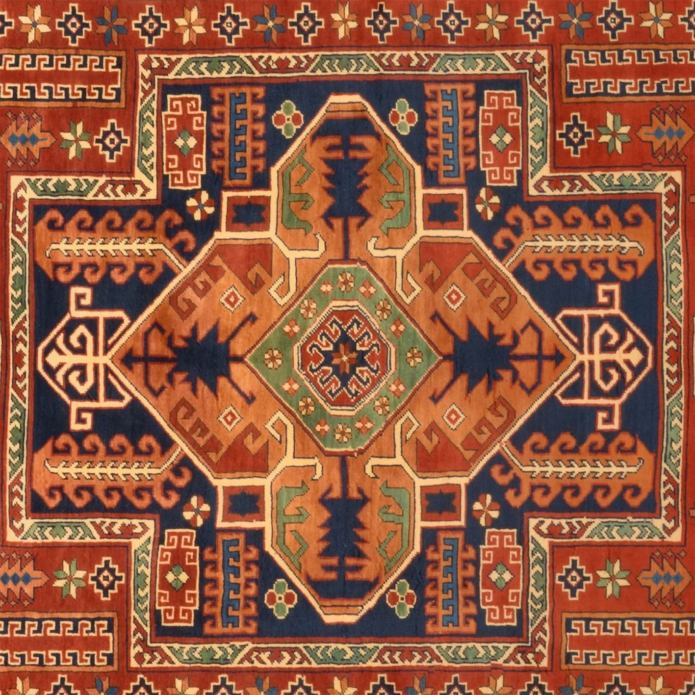 Hand-Knotted Wool Afghan Rug, 200 × 293 cm