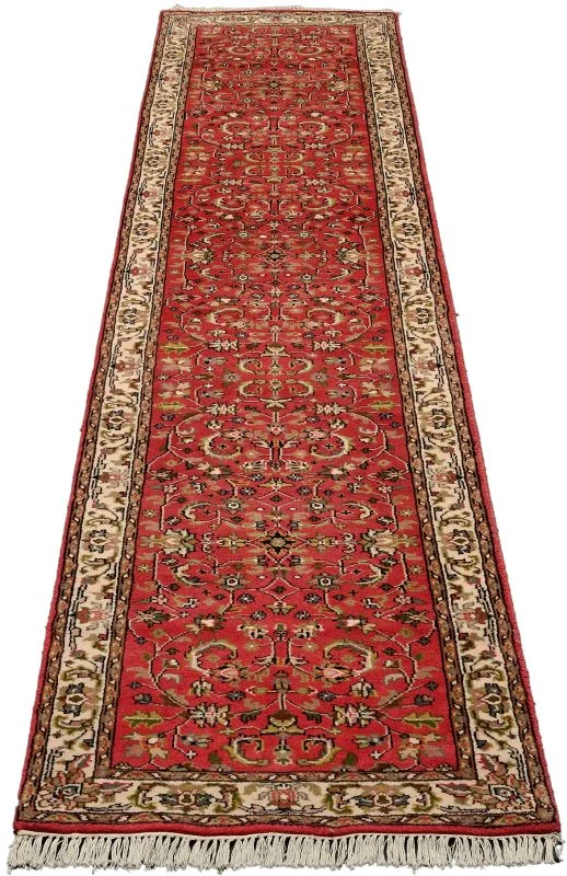 orientteppich-sarough-79-x-406-cm-schurwolle-handgeknupft-laufer-1 Hand-Knotted Wool Sarouk Indian Rug, 79 × 406 cm
