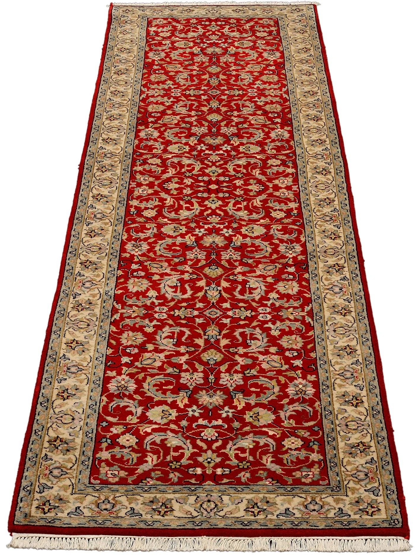 Isfahan Indian Rug — hand-knotted, 78 × 292 cm, Wool