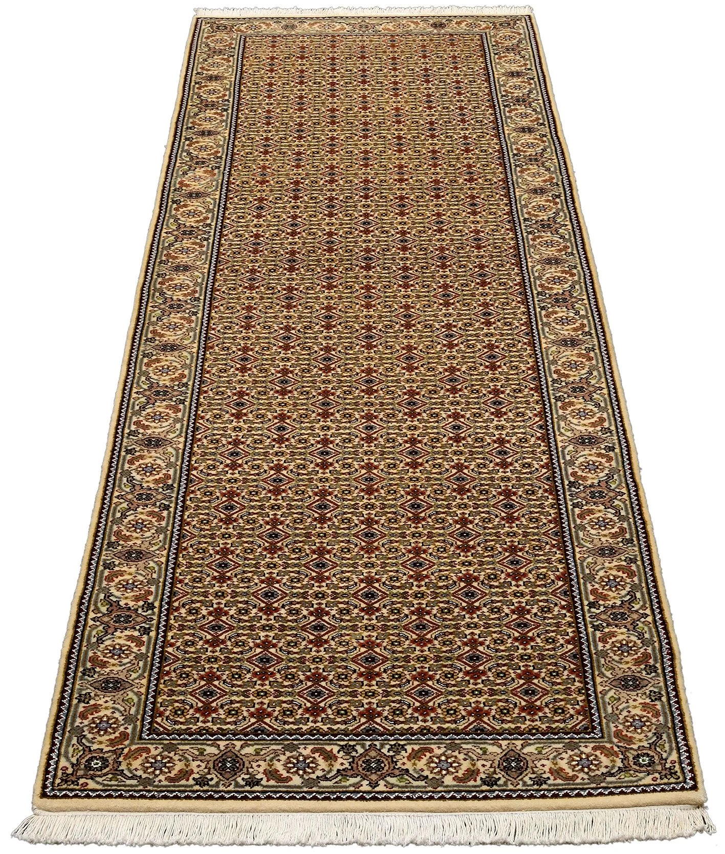Hand-Knotted Wool Tabriz Indian Rug, 86 × 298 cm
