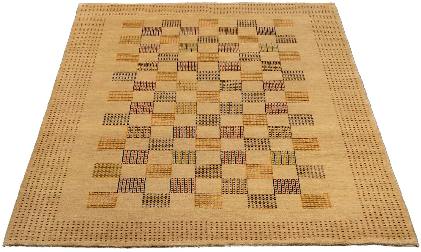 Hand-Knotted Wool Loribaft Indian Rug, 124 × 192 cm