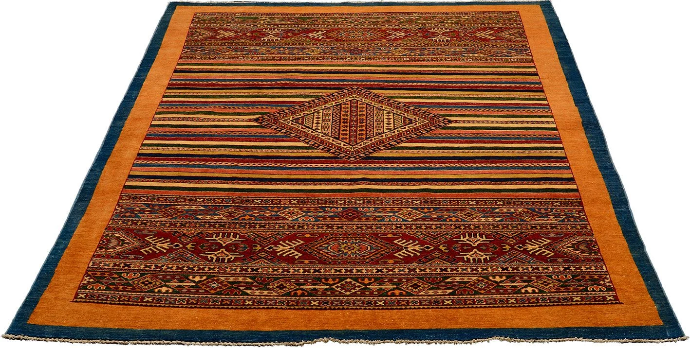 Ziegler Afghan Rug — hand-knotted, 181 × 237 cm, Wool