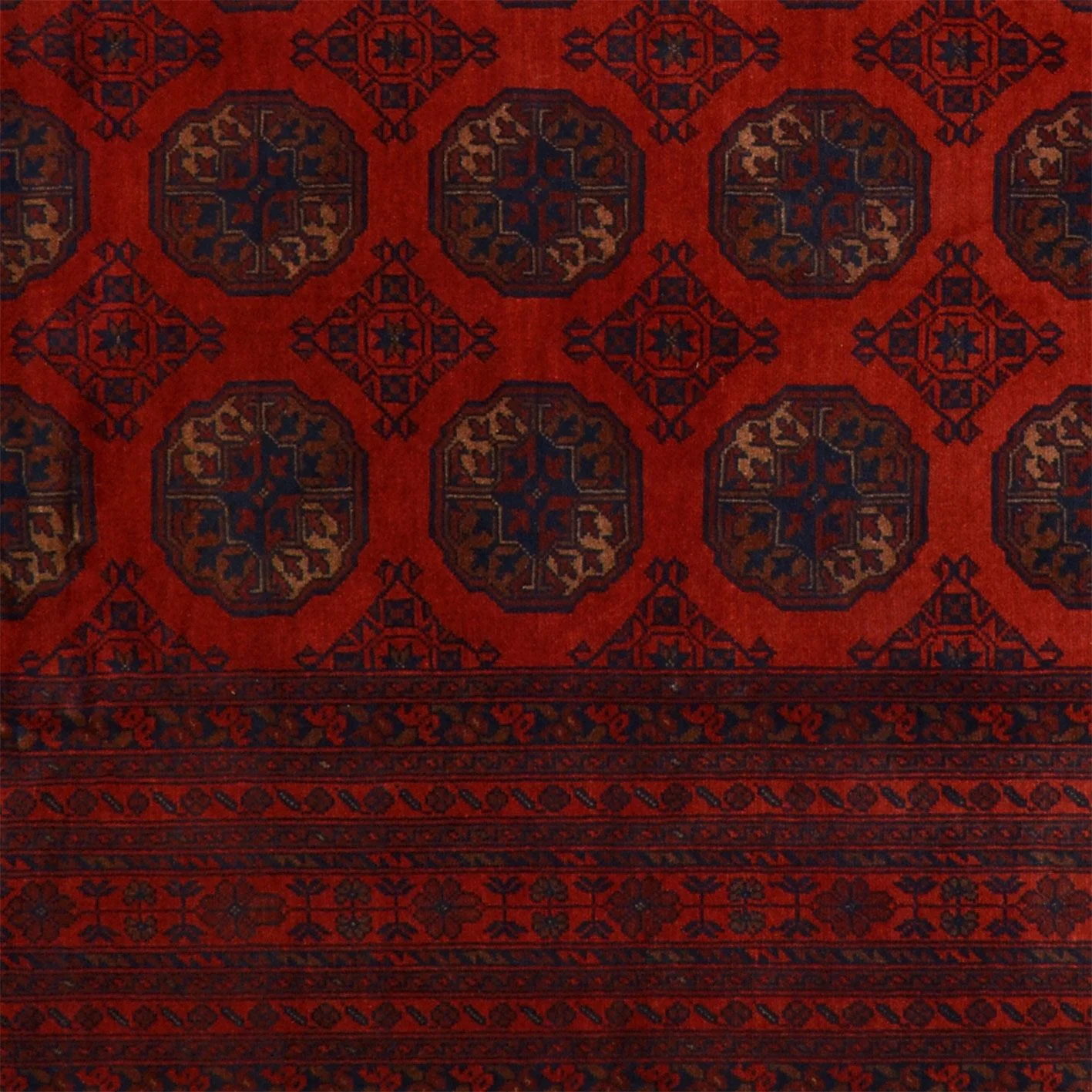 Hand-Knotted Wool Afghan Rug, 198 × 295 cm