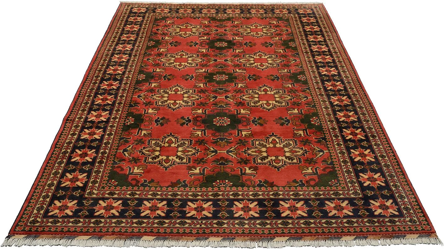 Afghan Rug — hand-knotted, 202 × 293 cm, Wool