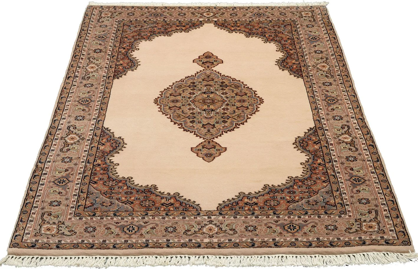 Hand-Knotted Wool Kerman Indian Rug, 122 × 188 cm
