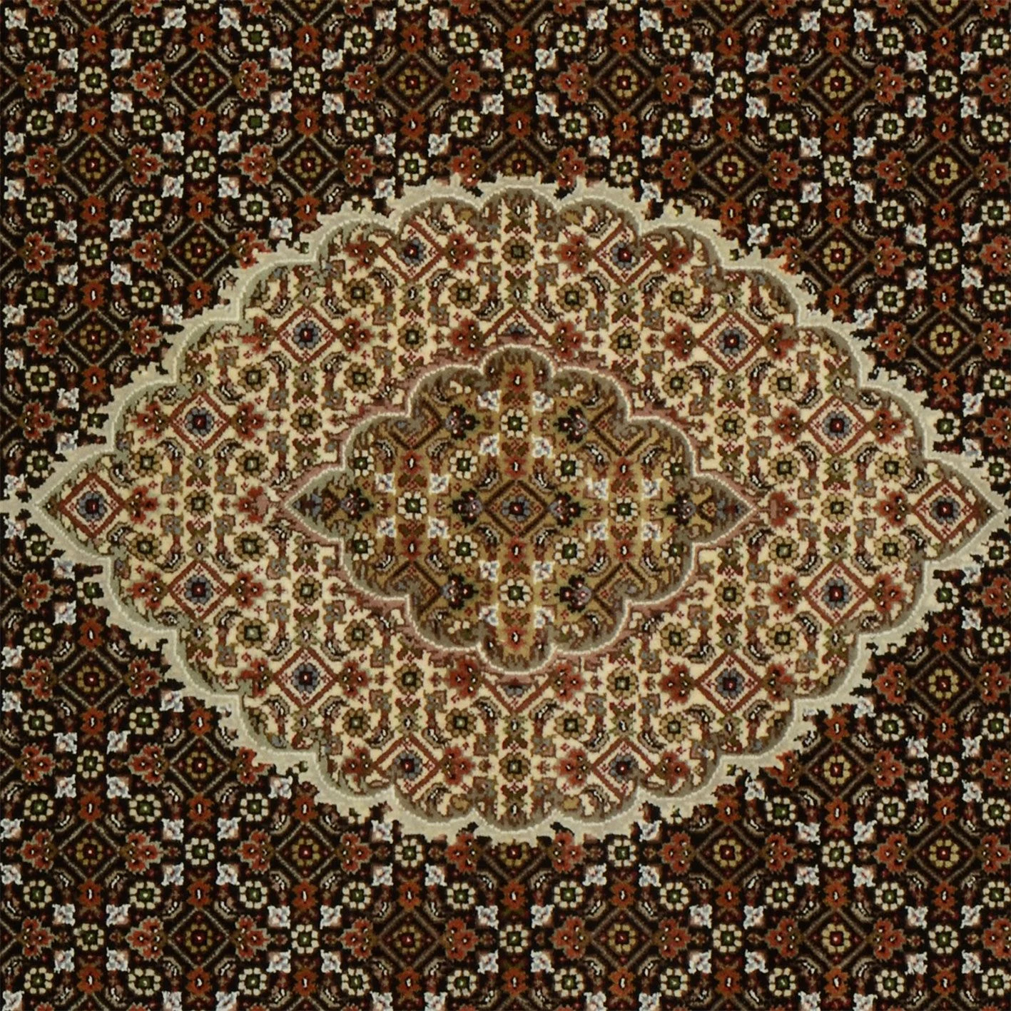 Hand-Knotted Wool Tabriz Indian Rug, 147 × 204 cm