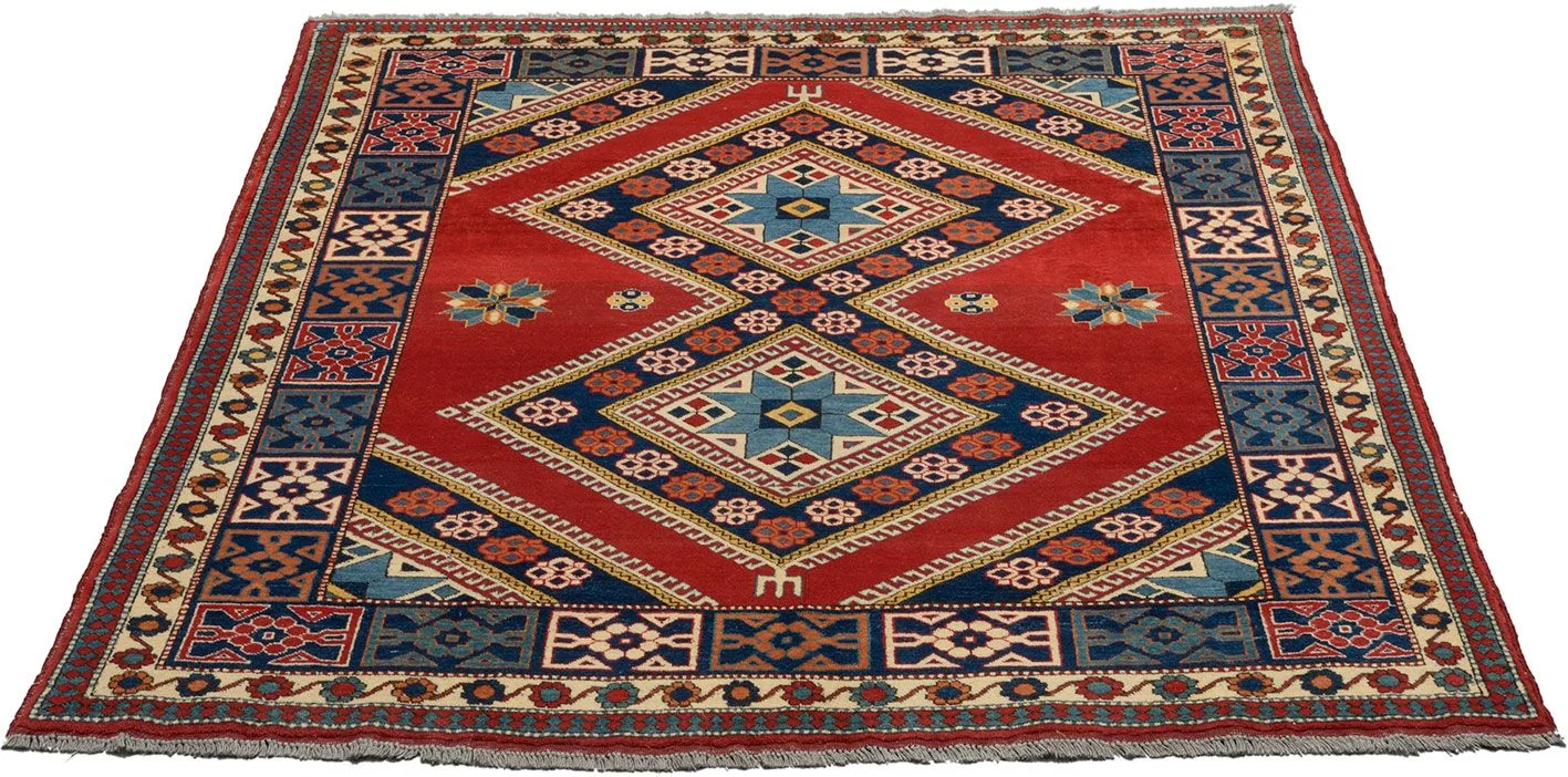 Hand-Knotted Wool Kazak Pakistani Rug, 175 × 179 cm
