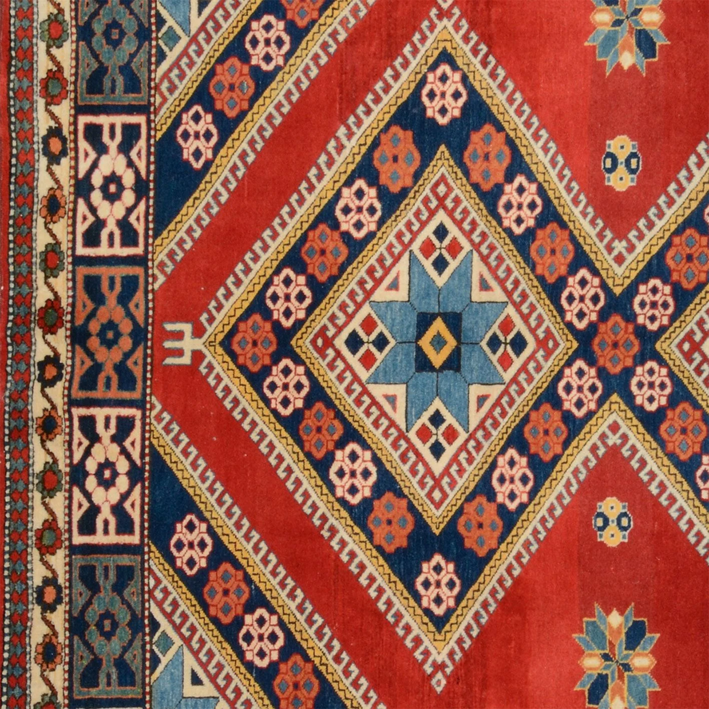 Hand-Knotted Wool Kazak Pakistani Rug, 175 × 179 cm