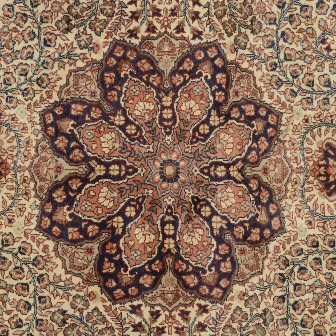Hand-Knotted Wool Qom Pakistani Rug, 141 × 215 cm