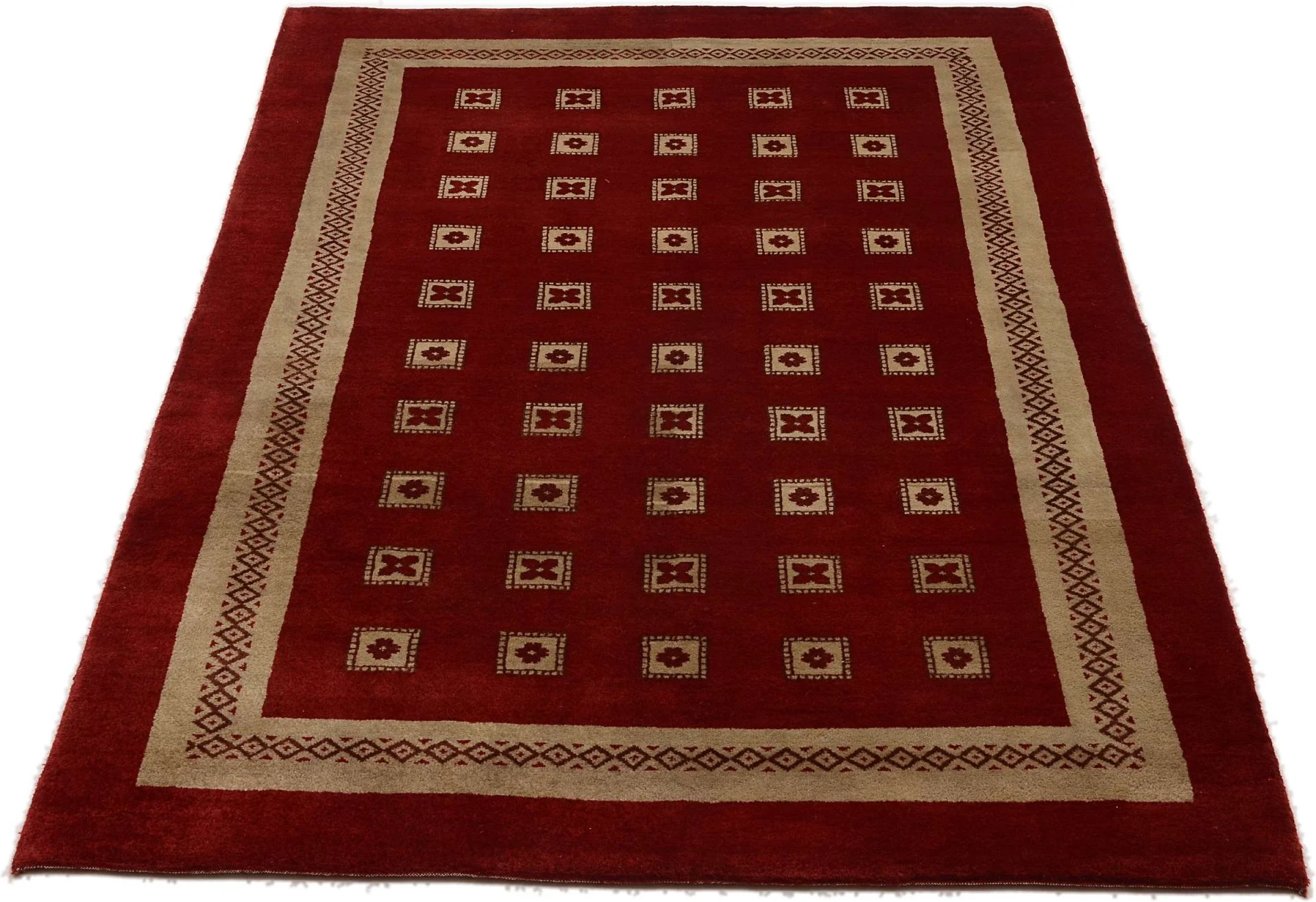 Hand-Knotted Wool Loribaft Indian Rug, 120 × 184 cm