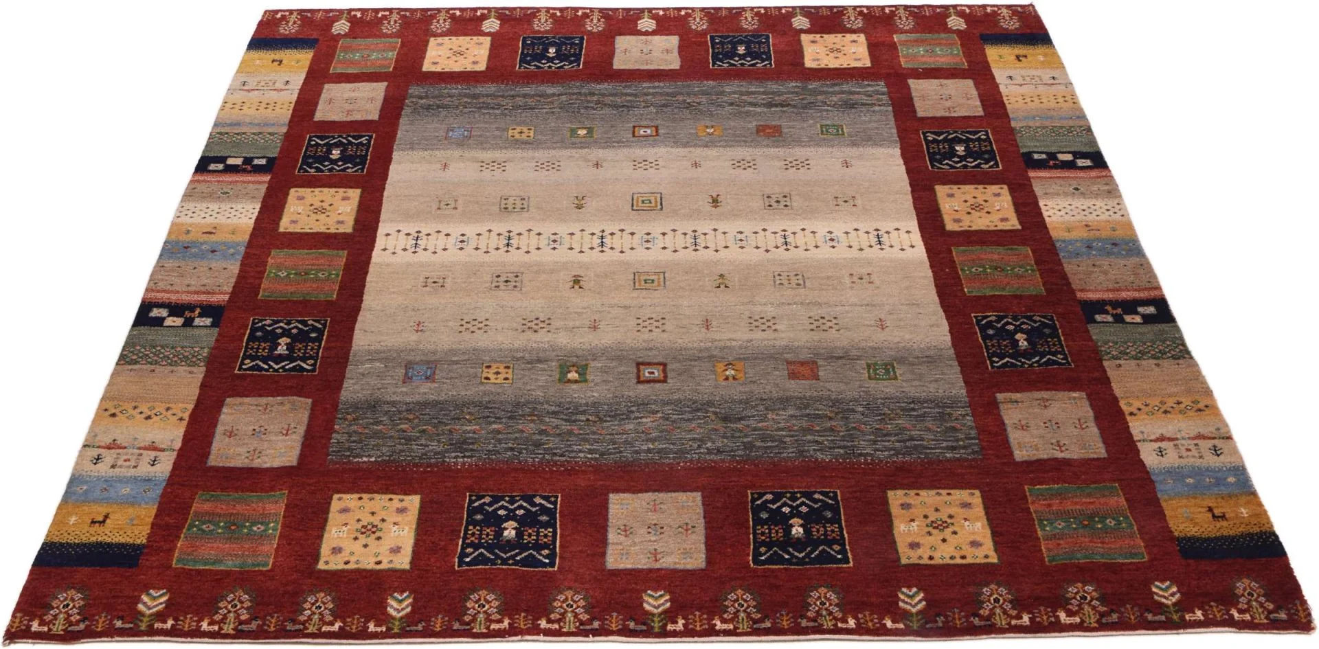 Loribaft Indian Rug — hand-knotted, 202 × 203 cm, Wool